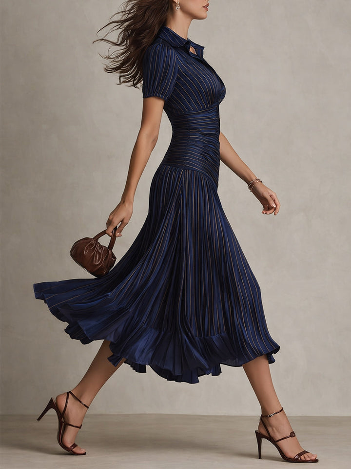 Adriana Retro Striped Midi Dress