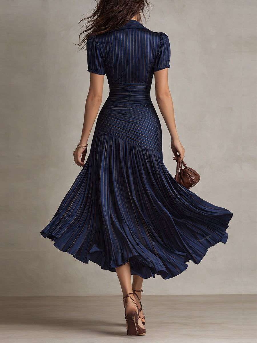 Adriana Retro Striped Midi Dress