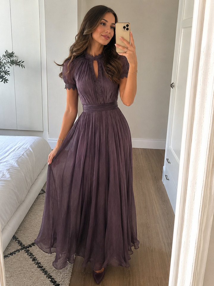 Flavia Vintage Elegant Chiffon Maxi Dress