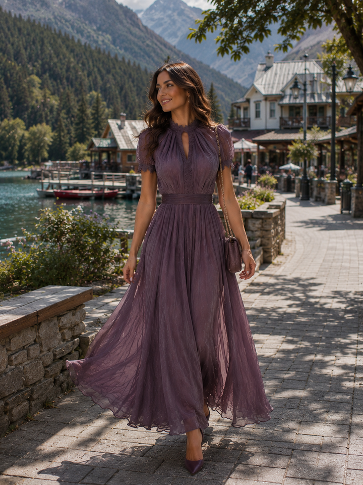 Flavia Vintage Elegant Chiffon Maxi Dress