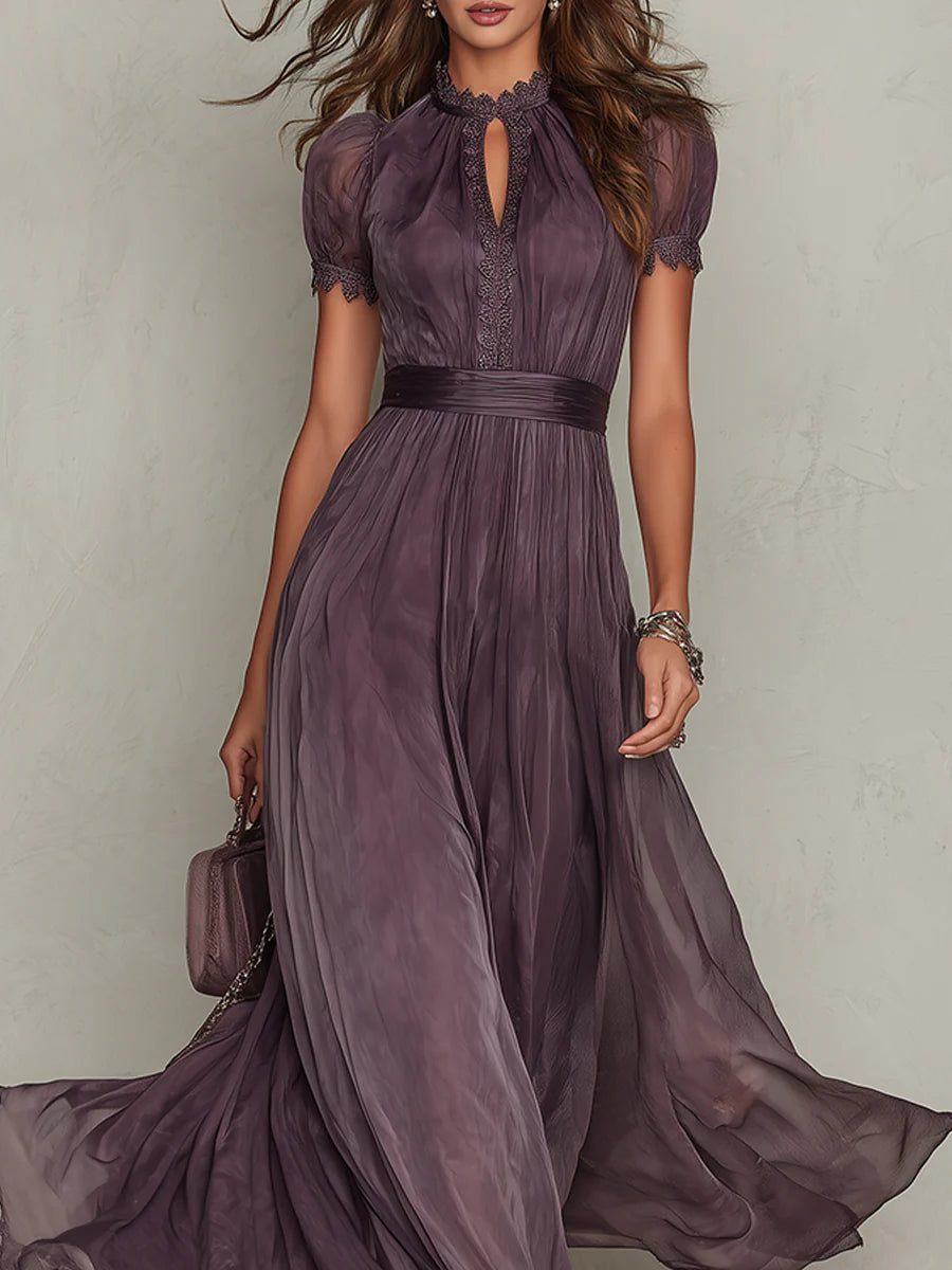 Flavia Vintage Elegant Chiffon Maxi Dress