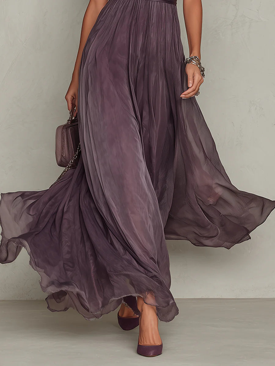Flavia Vintage Elegant Chiffon Maxi Dress