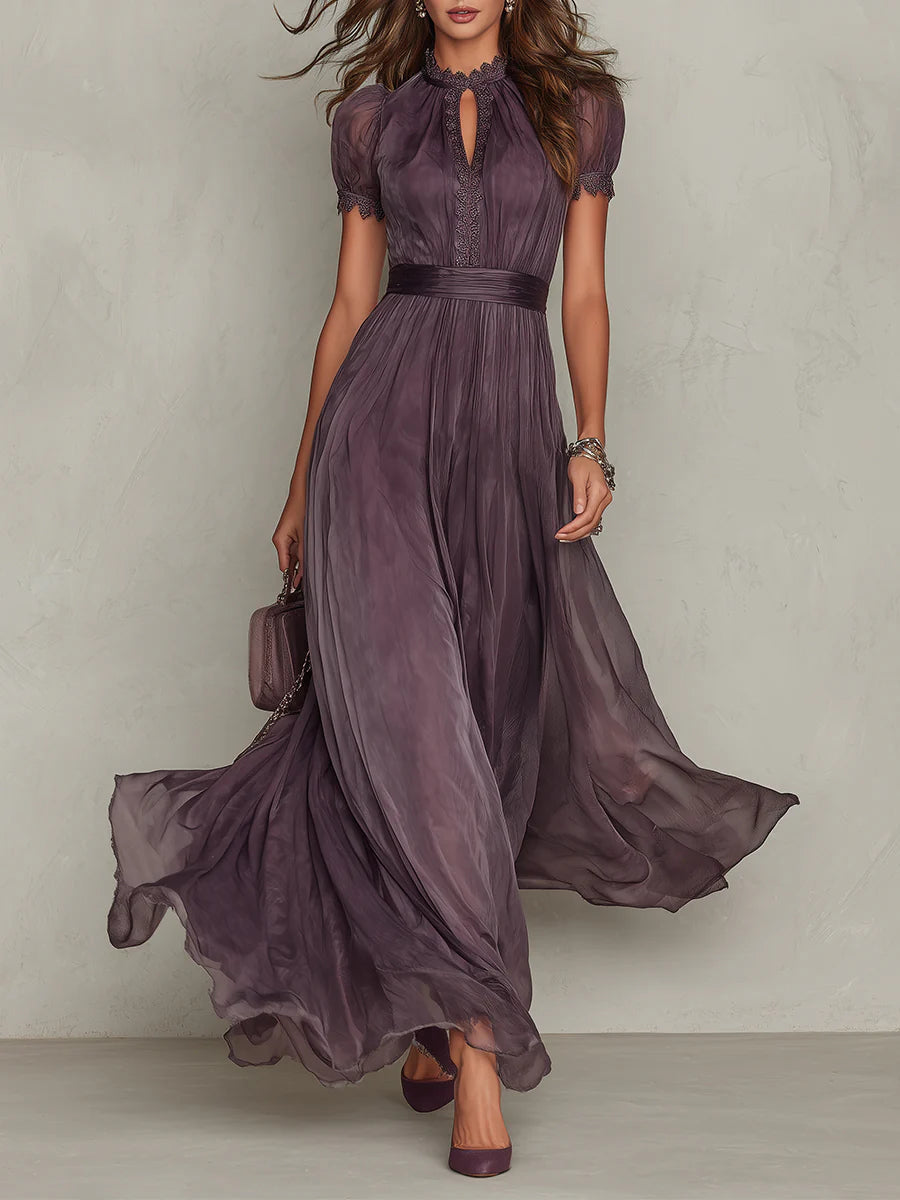 Flavia Vintage Elegant Chiffon Maxi Dress