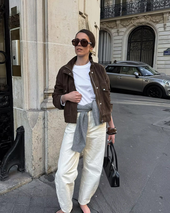 Lana Suede Bomber Jacket